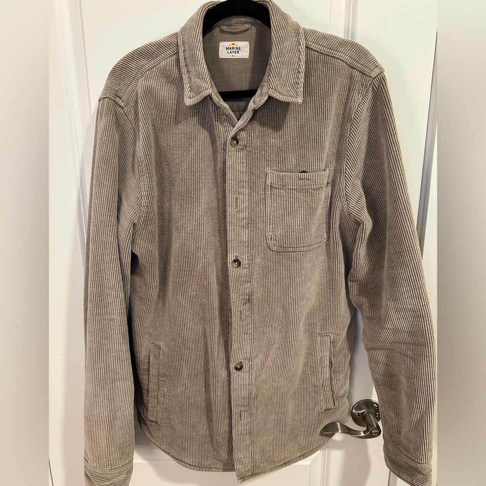 Marine Layer Broken In Corduroy Overshirt in Light Taupe - “Marge” -Medium/Large